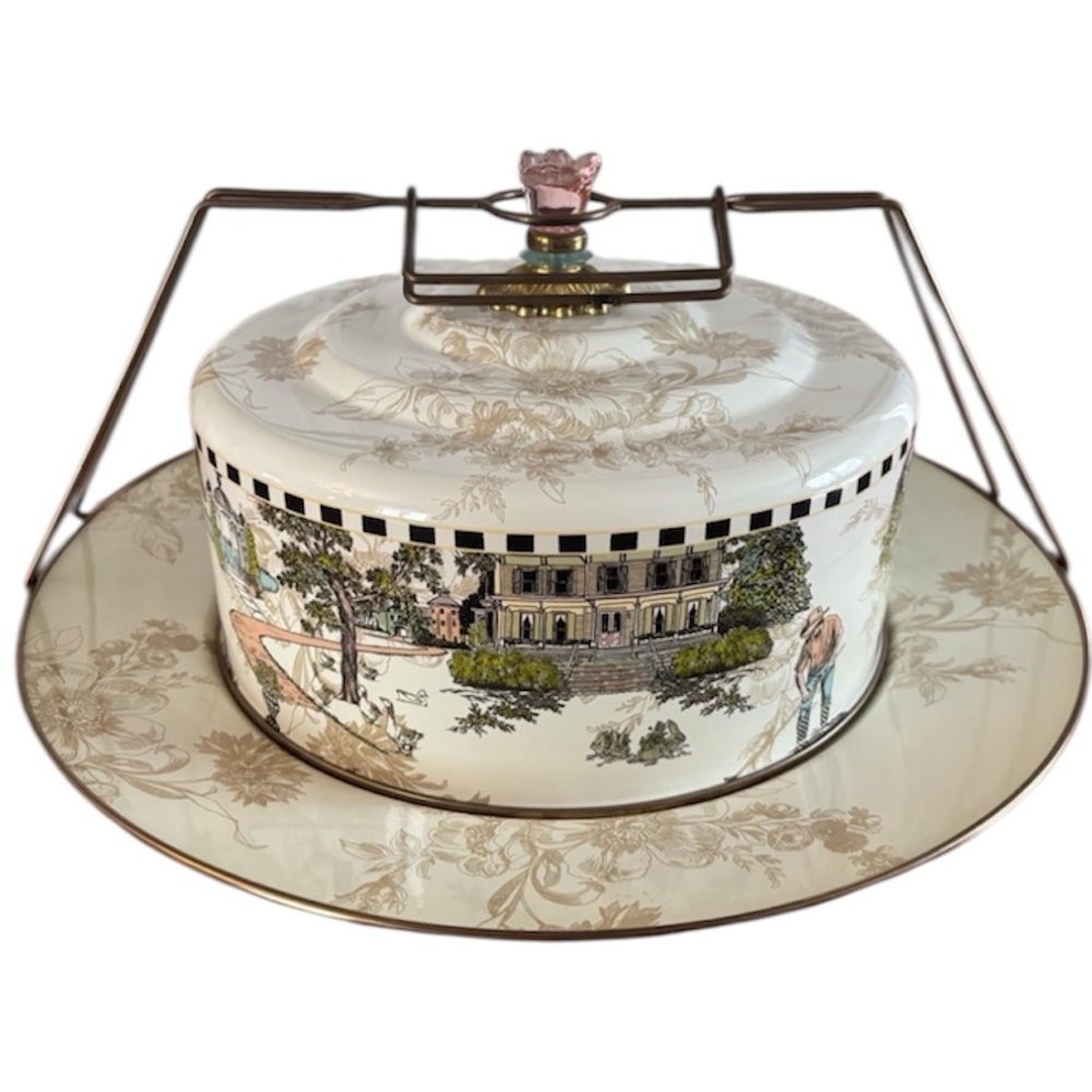 Mackenzie Childs RARE Aurora Farms Enamel Cake Carrier NEW
